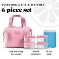 thumbnail image 6 of Fit + Fresh Remi Women's Lunch Bag, Self Insulating Neoprene Material Lunch Box With Containers & Ice Pack, Pink, 6 of 7