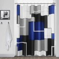 thumbnail image 6 of Black and Grey Shower Curtain Set with 12 Metal Hooks, Black Geometric Shower Curtain Modern Black White Silver Shower Curtains for Mens Bathroom, Decorative Bath Curtain, Water Repellent 72x72, 6 of 6