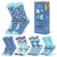 thumbnail image 1 of Calcetines Disney para mujer, novedosos, suaves para pantorrillas, 5 unidades, puntadas azules, 1 of 6