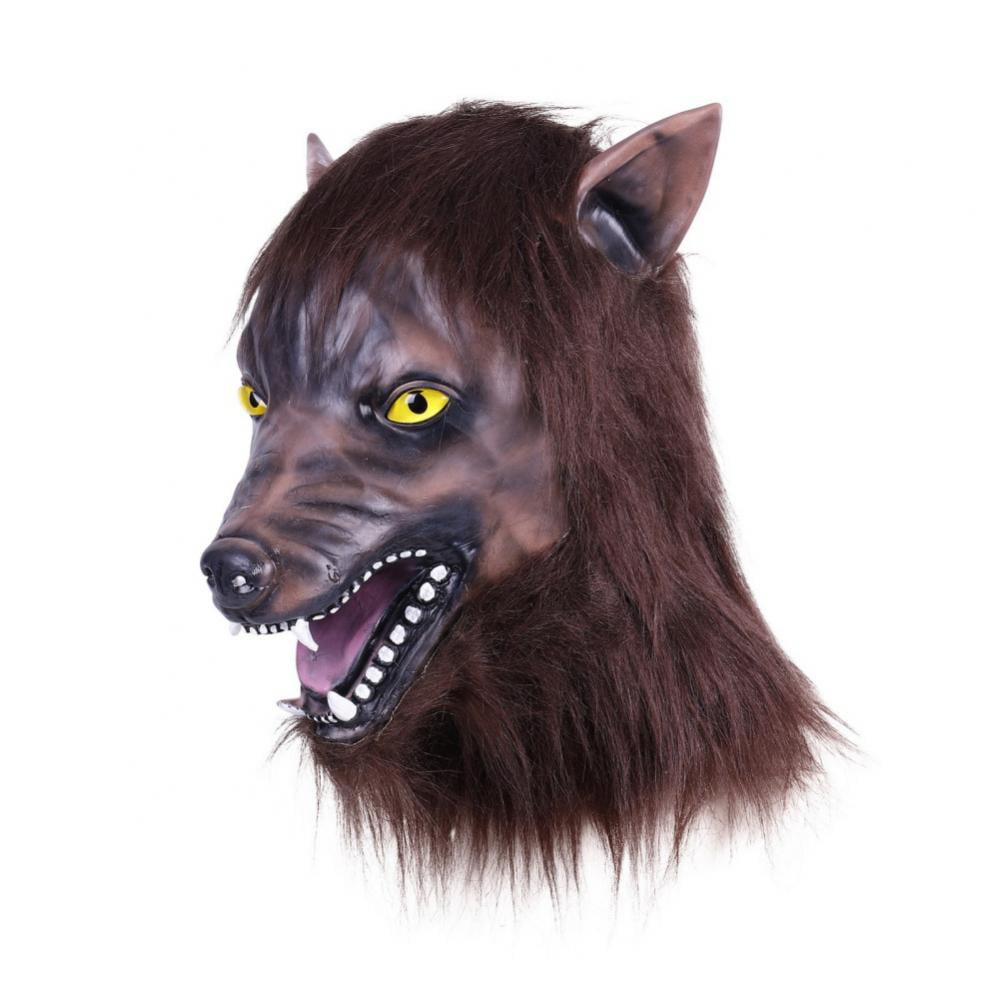Adult Werewolf Mask Full Overhead Latex Head Face Fangs Were Wolf Men's Costume