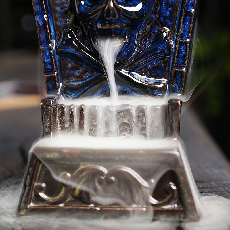 Creative Halloween Skull Incense Burner Waterfall Smoked Incense Holder Ceramic Censer Handicrafts Home Decor Ornaments