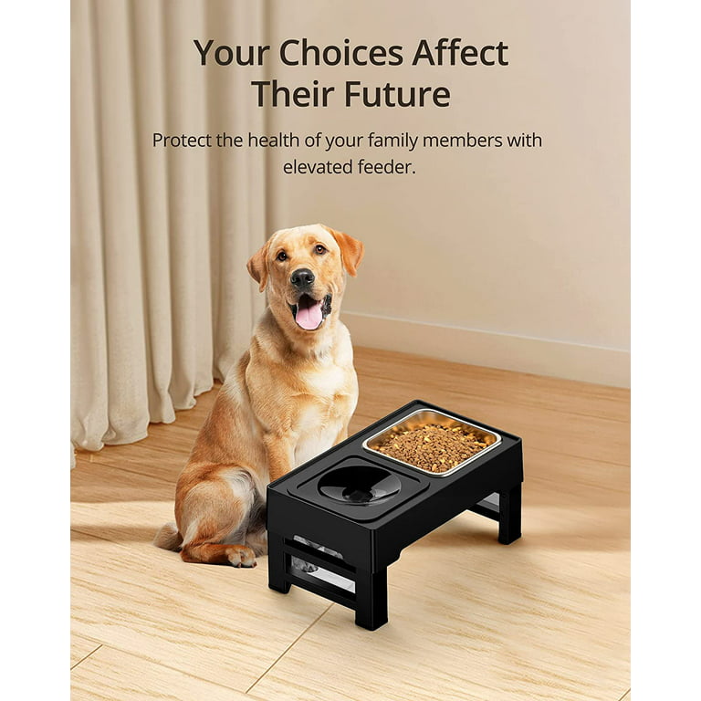 Adjustable Pet Dog Feeder Bowl Elevated Raised Stainless Steel Food Water  Stand