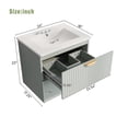 thumbnail image 3 of Ventra Modern Wall Mounted Bathroom Vanity with Ceramic Sink, Drawers, Wood, Green, 3 of 9