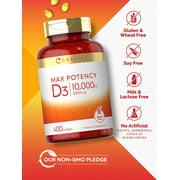 Vitamin D3 10000 IU | 400 Softgels | High Potency | Non-GMO, Gluten Free | by Carlyle