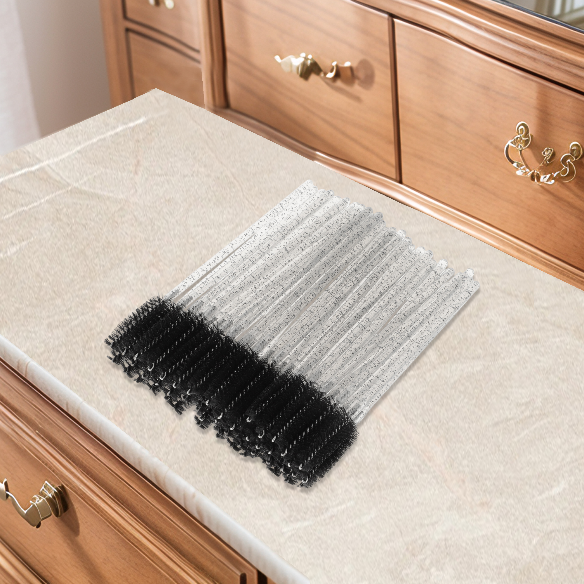 Unique Bargains Lightweight Eyebrow Brushes for Travel 50 Pcs Black