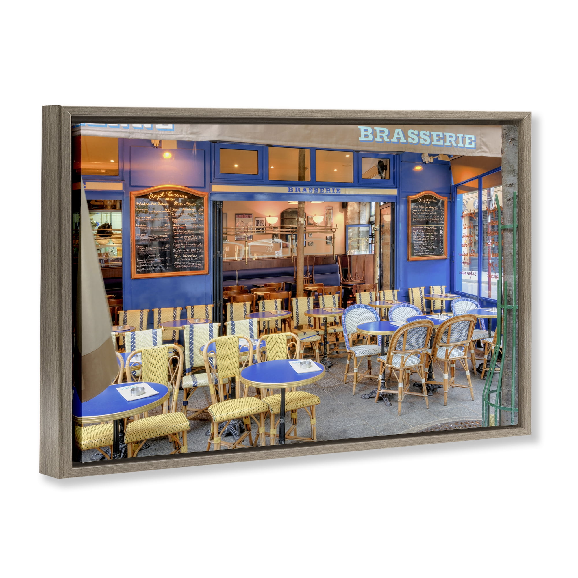 Stupell Industries Parisian Brasserie Terrace Brown Framed Floater Canvas Wall Art, design by Alan Blaustein