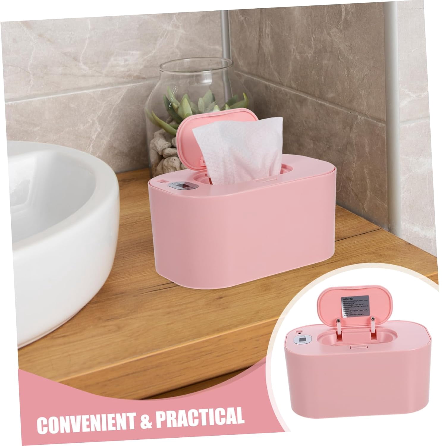 LUU-Battery Operated Baby Wet Tissue Warmer Cordless Wipe Warmer Thermostat Heater Large Capacity for Family Use_SAI