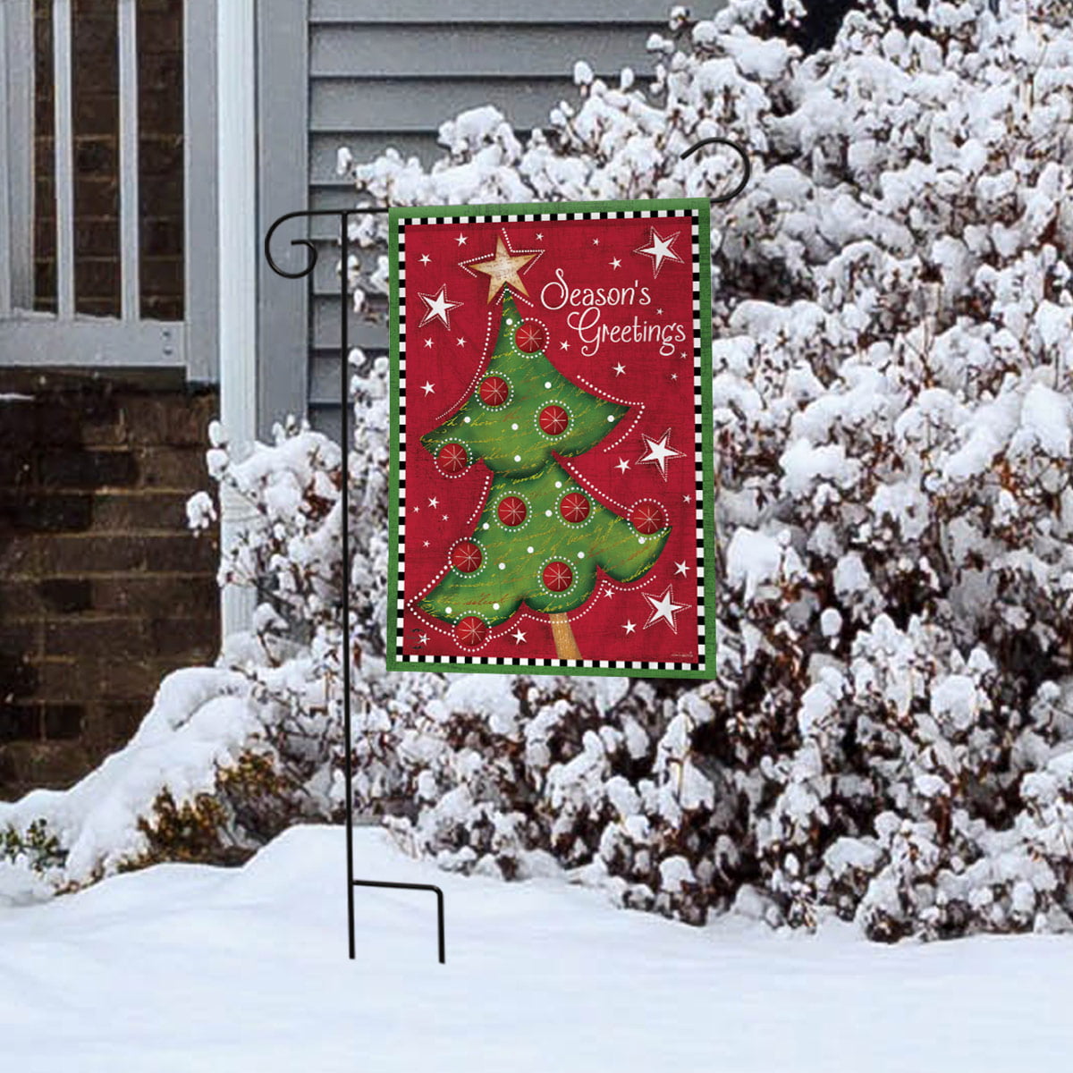Festive Christmas Tree Garden Flag Season's Greetings 12.5" x 18" Briarwood Lane