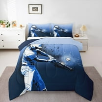 Homewish Baseball Gamer 3-Piece Full Size Comforter Sets for Teens Boys Girls,Sport Theme Bedding Comforter Set,Graffiti Splash Lightweight Bedding Sets,Microfiber Bedroom Decor,Reversible
