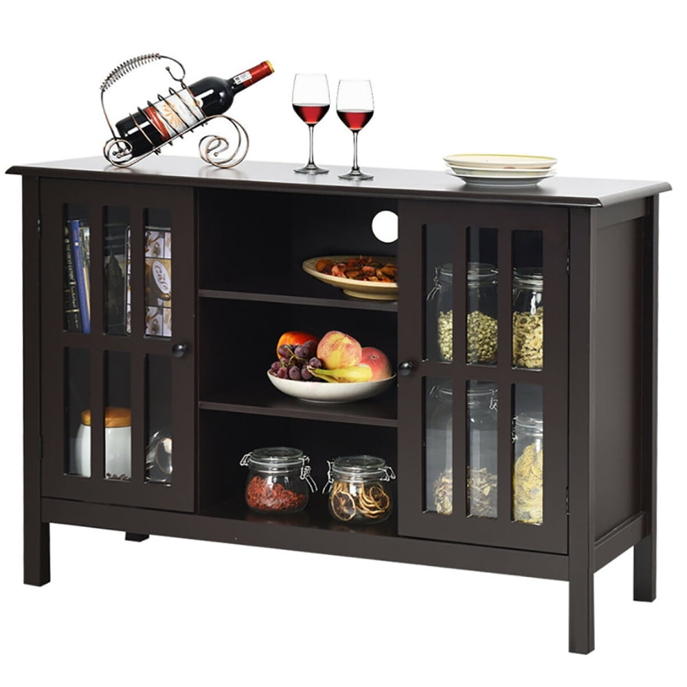 Finihen TV Stand, TV Cabinet, Wooden TV Stand Console Cabinet for 50 Inch TV, for Living Room, Bedroom, Brown