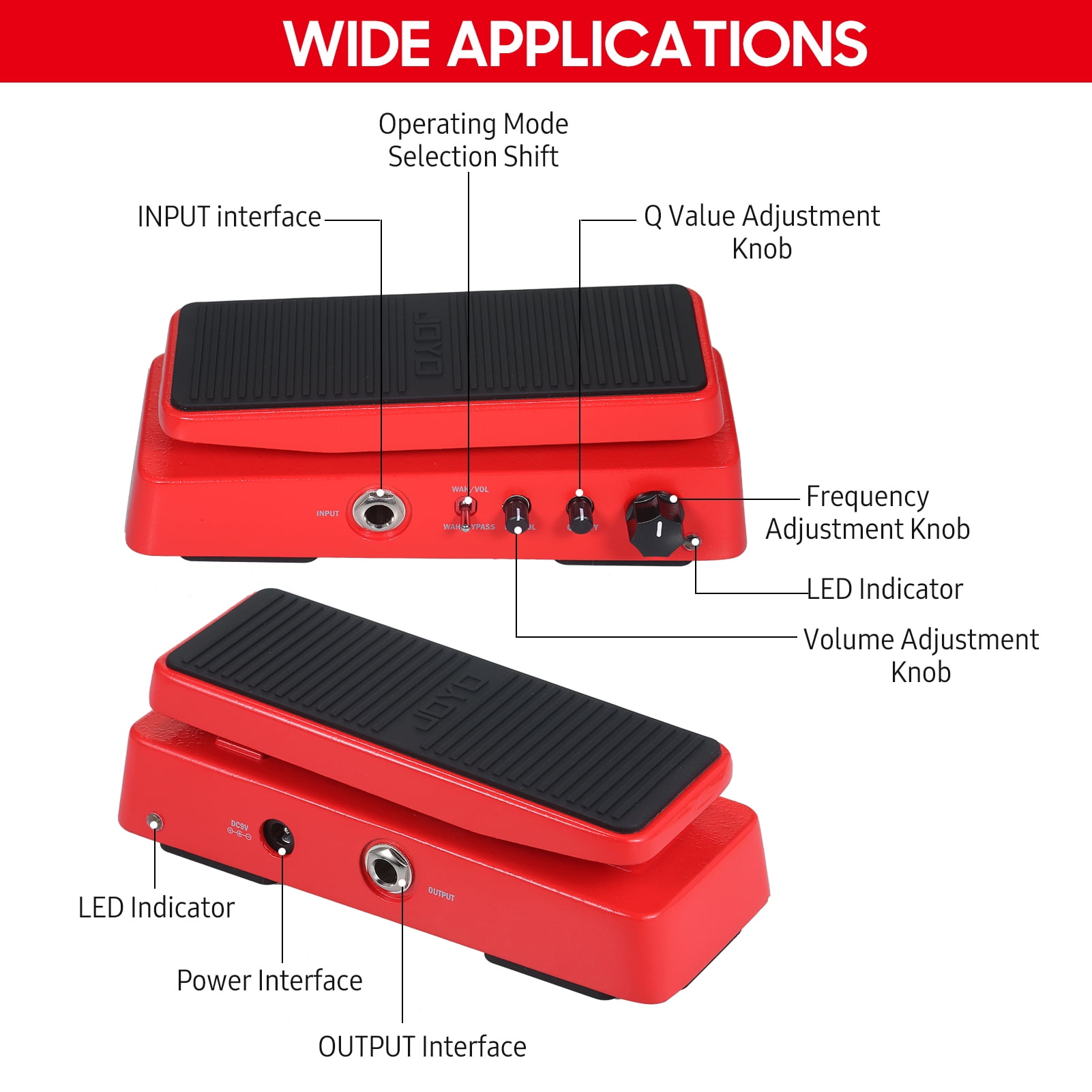 JOYO Effect Pedal,Wah Wah Pedal Adjustable Tones 2 1 Tones Pedal - Musicians - Musical Pedal Tones - Pedal 2-in-1 Adjustable 2-in-1 Tones Joyo Pedal Tones Pedal Tones Volumes Wah-wah Pedal