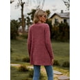 thumbnail image 4 of Chiclily Women's Fall Cardigan Lightweight Soft Knit Cardigan Burgundy Large Long Sleeve Open Front Coat with Pockets, 4 of 7