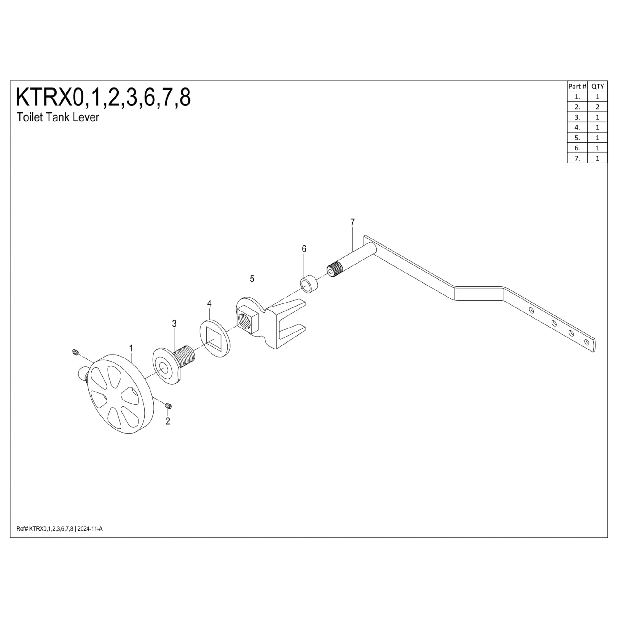 Kingston Brass KTRX7 Belknap Front Mount Toilet Tank Lever in Brushed Brass