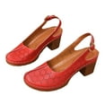 thumbnail image 4 of Chaussures d'Été Décontractées pour Femmes Rouges avec Bout Ouvert Type « Fish Mouth » et Boucle à une Ligne, Dotées d'Un Talon Plateforme Épais pour les Loisirs et les Occasions Formelles, 4 of 8