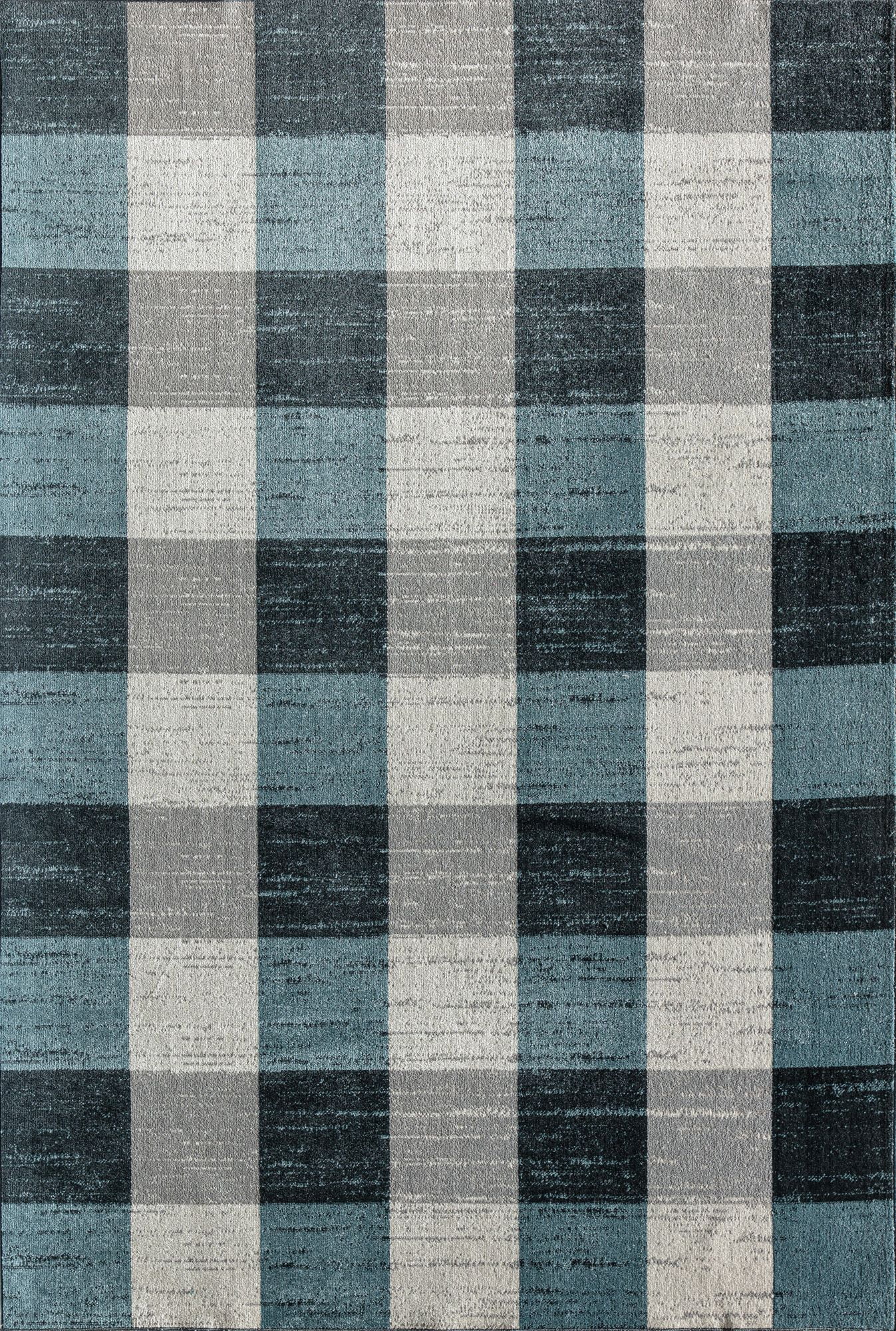 Rugs America Jaelyn JD65A Bedford Check Modern Contemporary Blue Area Rug, 8'0"X10'0"