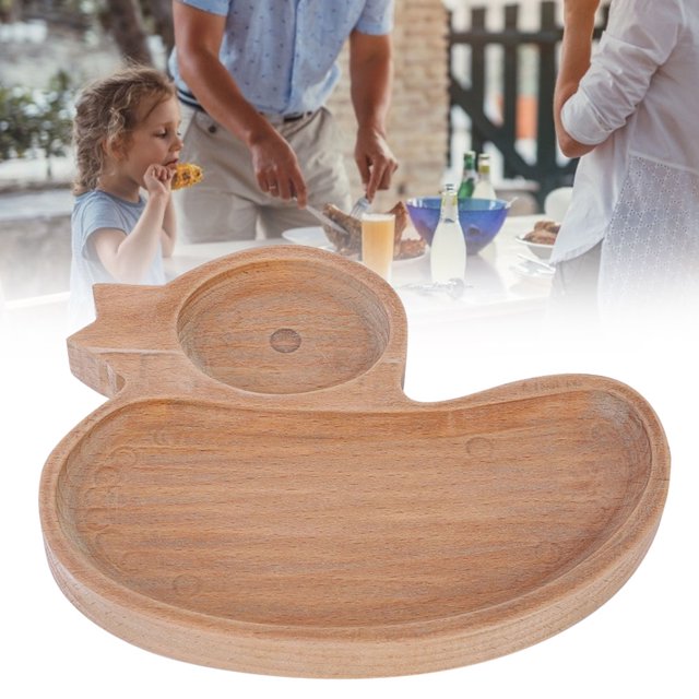 Bandeja Para Servir Comida Insípida Con Patrón Lindo, Plato De Madera Casero, Para Restaurante Infantil Y Niños
