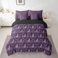 thumbnail image 2 of Feelyou Women Damask Floral Comforter Set 7pcs, Purple Cat Animal Queen Bedding Sets, 2 of 8