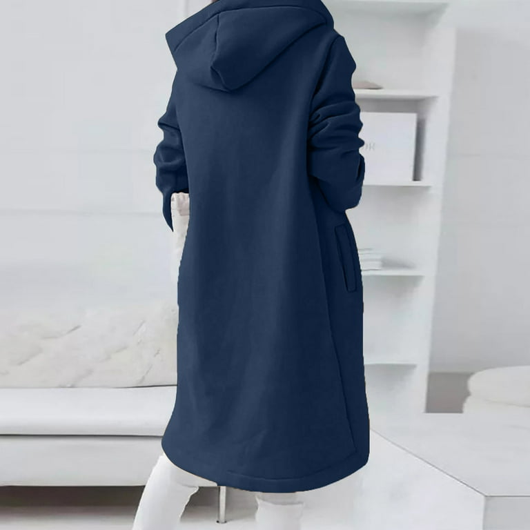 Zpanxa Women's Asymmetrical Hem Hoodie Jacket Zip Up Long