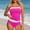Swimwear-661Pink, variant on Xdegoge Swimsuits for Women Strapless Bandeau Top Regular Bottom Two Piece Tankini Sets Smooth Color Block Striped Trim Modest Tummy Control Beachwear