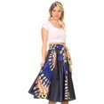thumbnail image 4 of Sakkas Dayo Circle Mid Skirt with Elastic Waist Colorful Ankara African Wax Dutch - 13-YellowRoyalPeach - One Size Regular, 4 of 5
