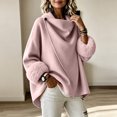 thumbnail image 6 of Coats For Women Short Fuzzy Cuff Draped Collar Loose Fit Outerwear Solid Color Long Sleeve Casual Jacket For Fall Winter, 6 of 6