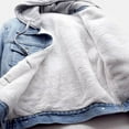 thumbnail image 4 of IROINNID Denim Jacket for Women Savings Long Sleeve Turndown Lapel Light Wash Jean Jacket Solid Color Winter Warm Keep Button Down Basic Hooded Outerwear,Light Blue, 4 of 6