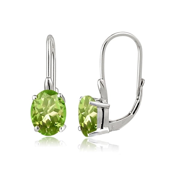 Sterling Silver 2.4ct Peridot Oval Leverback Earrings