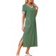 thumbnail image 4 of Camisón de noche de mujer INSPIRE CHIC con escote en V, abertura lateral, manga corta, camisón largo con bolsillos, M, verde, 4 of 6