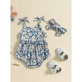 thumbnail image 3 of Biezeib Baby Girl 2Pcs Summer Outfits Sleeveless Tie Strap Fruit/Floral Print Romper with Headband Set Newborn Clothes, 3 of 6
