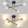 thumbnail image 3 of TWCE - Sputnik Candeliers 4 luces, L&aacute;mpara de Techo Modernas de Mediados de Siglo Negra y Dorada, Luminaria colgante de montaje semiempotrado, Ara&ntilde;a Sputnik Vintage para Estar, C, 3 of 7