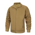 thumbnail image 3 of Timoontee Men's Loose Jacket Solid Zip Up Jacket Long Sleeve Lapel Jacket Daily Casual Workout Jacket Fall Fleece Lined Warm Jacket Khaki L, 3 of 10