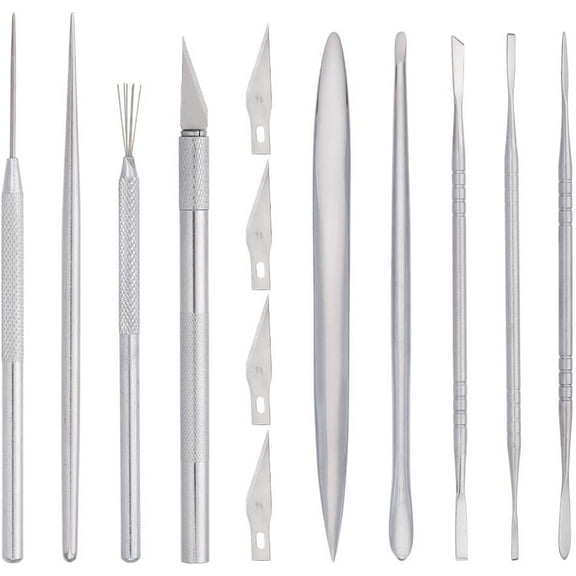 9 Pcs Pottery Carving Tools Polymer Clay Sculpting Tools Set Stainless Steel Pottery Trimming Tools Ceramics Sculpting Tool Kits Clay Needle Tool