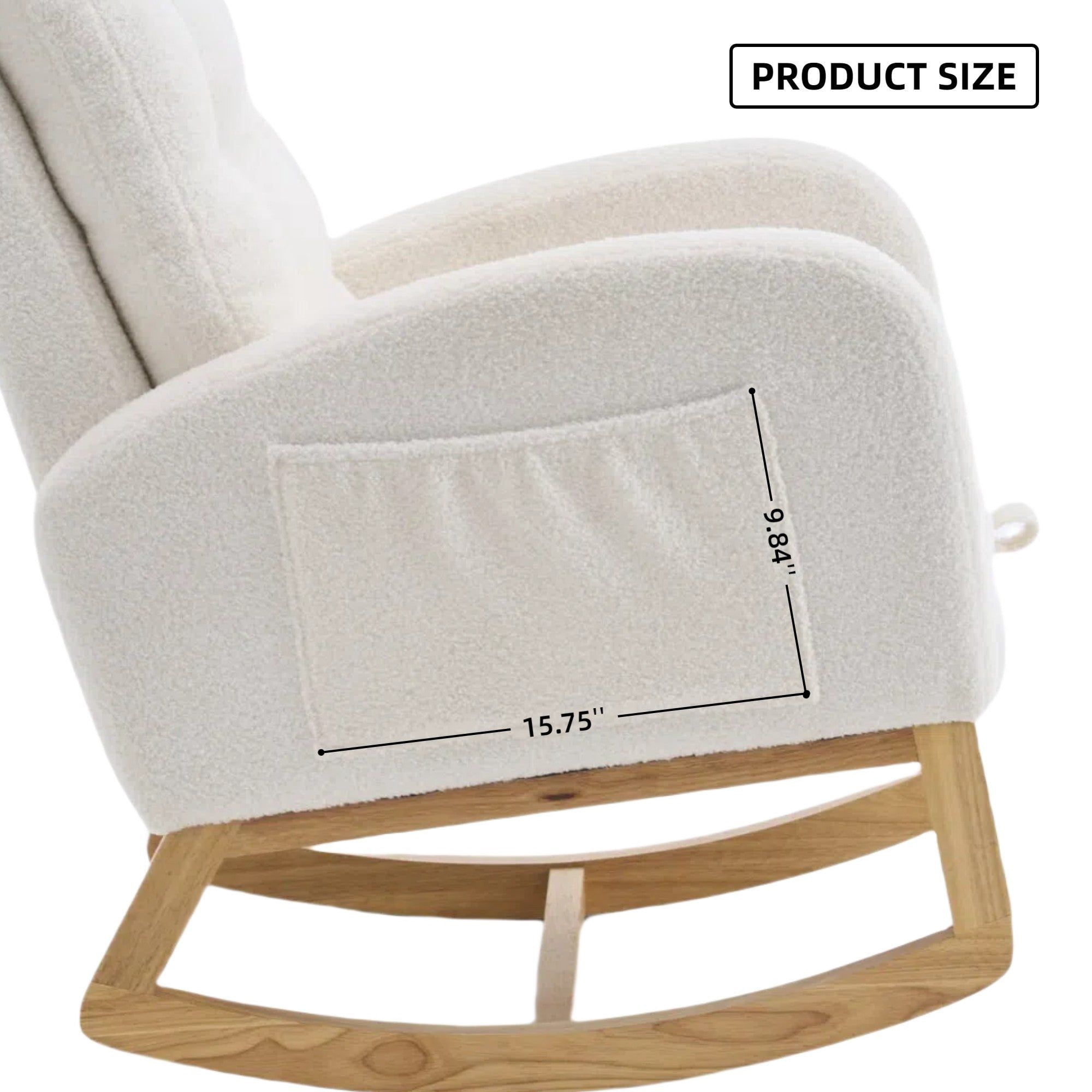 Sailvan Upholstered High Back Accent Rocking Chair with Footrest & Storage Pocket for Living Room
