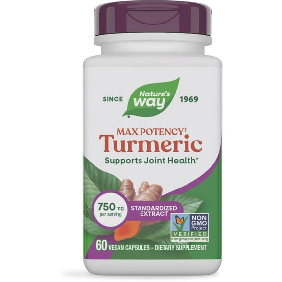Nature's Way Premium Extract Turmeric Max Potency‡ Capsules, Supports joint health*, Unisex, 60ct