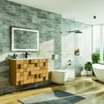 thumbnail image 2 of Eviva Mosaic 33 in. Wall Mounted Oak Bathroom Vanity with White Integrated Solid Surface Countertop, 2 of 7