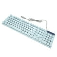 thumbnail image 4 of Teclado para juegos USB redondo con 104 teclas, retroiluminado, ergonómico, plegable, teclas multimedia, teclado con cable para computadora de escritorio y portátil, color azul, 4 of 5