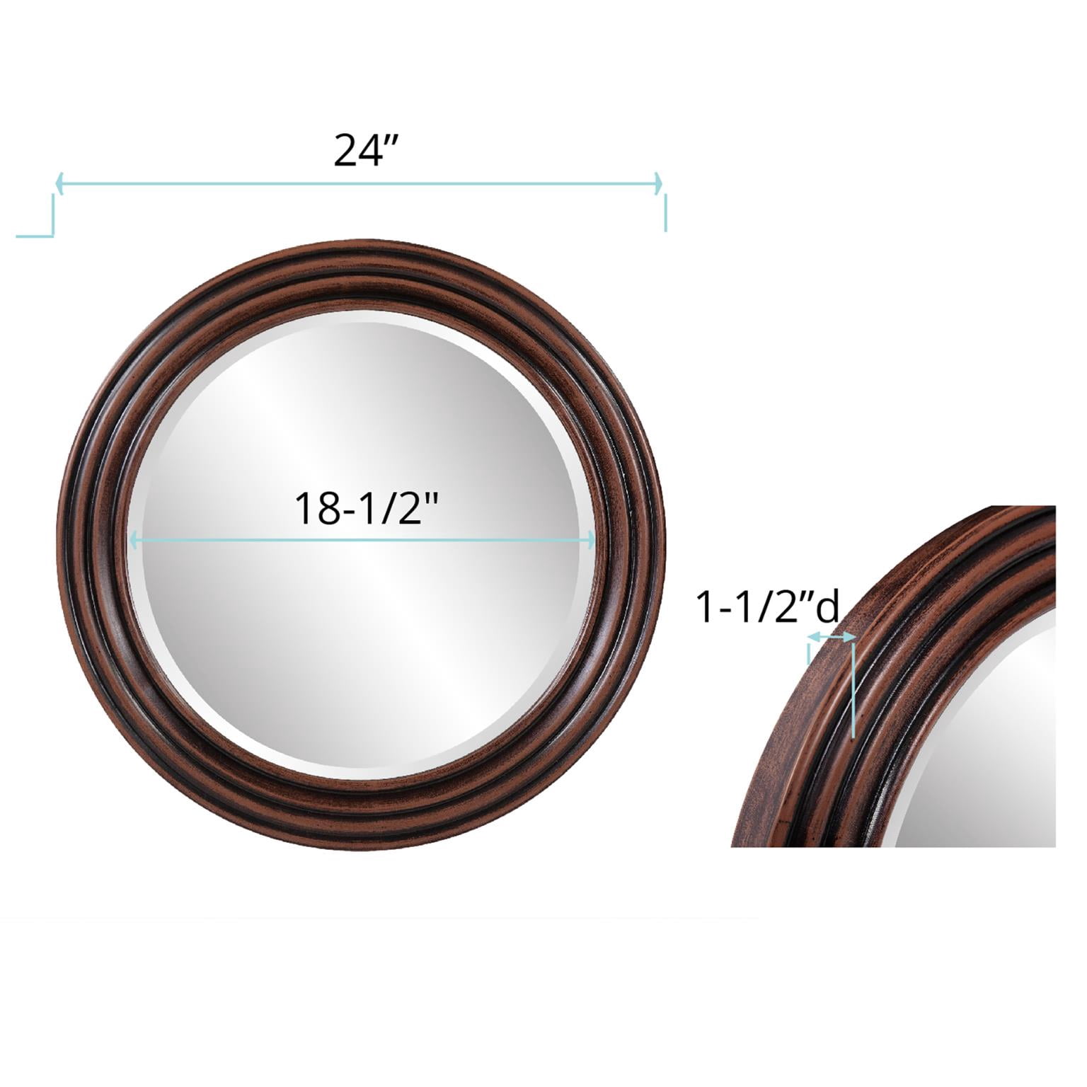 Tyler Dillon Round Hand Crafted Wood Mirror with Rib Texture 24"H x 24"W