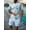 Light blue, variant on Men's Shirt Hawaiian Sets Casual Button Down Short Sleeve Shirt and Solid Color Quick Dry Beach Shorts Yellow M