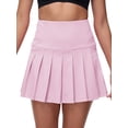 thumbnail image 3 of Pdbokew Women's Pleated Tennis Skirt Golf Skirt Athletic High-Waisted Belted Pocket Lined Shorts Fitness Pink M, 3 of 8