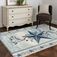 thumbnail image 4 of Blue Texas Star Washable Area Rug 4 x 6 ft Vintage Star Berry Blue Beige Wood Grain, Soft Non Slip Rugs Stain Repellent Indoor Felt Carpet for Living Dining Room Bedroom Home Office, 4 of 9