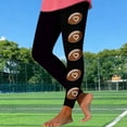 thumbnail image 4 of UVEASISHA Women Workout Leggings Football Heart Printed Yoga Pants High Waisted Tummy Control Athletic Tights for Game Day And Sports Events Brown XL, 4 of 5