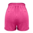 thumbnail image 5 of Comdrip Shorts Linen Women, Women's Fashion Casual High Waist Pants Straight Leg Sports Casual Loose Shorts Womens Cotton Shorts with Pockets Hot Pink 2Xl, 5 of 5