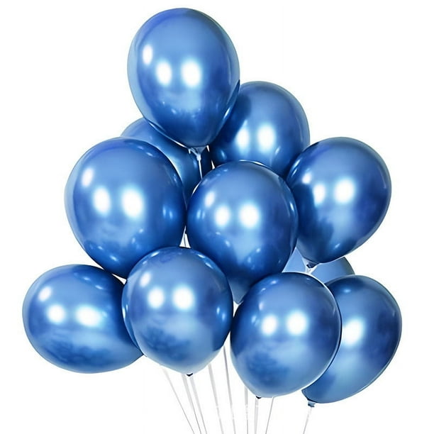 Nvzi Globos metálicos azules de 10 pulgadas, 60 unidades, globos cromados, globos de látex para fiestas, decoraciones para baby shower, bautizos, fiestas de cumpleaños