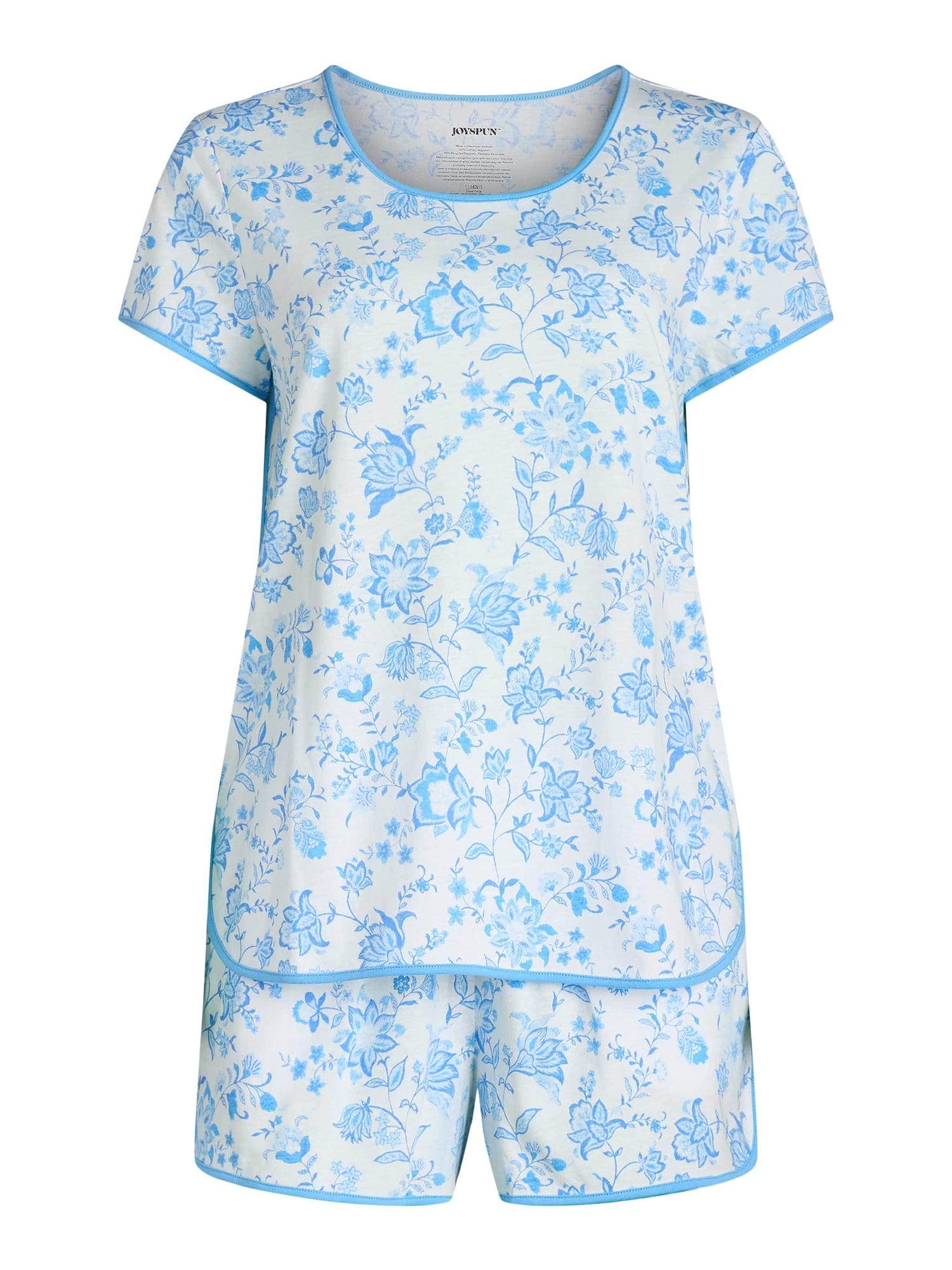 Joyspun Women's and Women’s Plus Lightweight Sleep Tee and Shorts Set, 2-Piece, Sizes XS to 3X