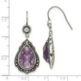 thumbnail image 2 of Stainless Steel Polished/Antiqued Purple CZ Earrings SRE773 (mm X mm), 2 of 2