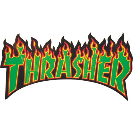 thrasher magazine medium logo flames assorted colors skate sticker