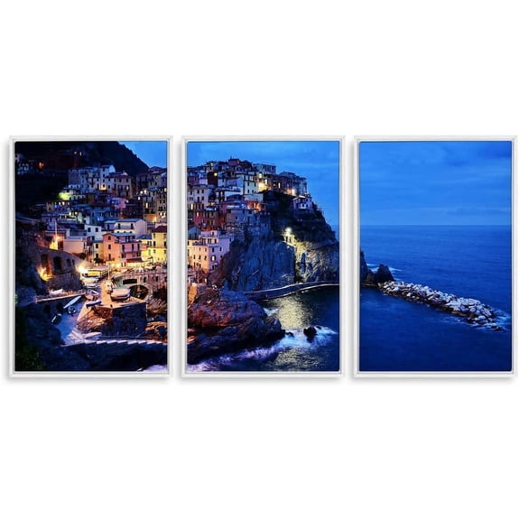 IDEA4WALL 3 Piece Framed Canvas Wall Art for Living Room, Bedroom Italy City Landscape Canvas Prints for Modern Home Decoration Ready to Hang