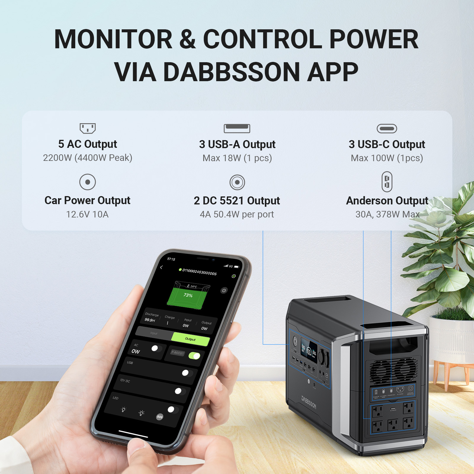 Dabbsson DBS2300 Portable Power Station with 2x210W Solar Panels - 2330Wh Solar Generator for Camping