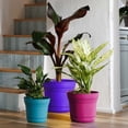 thumbnail image 2 of Bloem Saturn 14" Round Plastic Planter - Indoor/Outdoor, Snap-in Saucer & Drainage Holes, Royal Lilac, 2 of 8