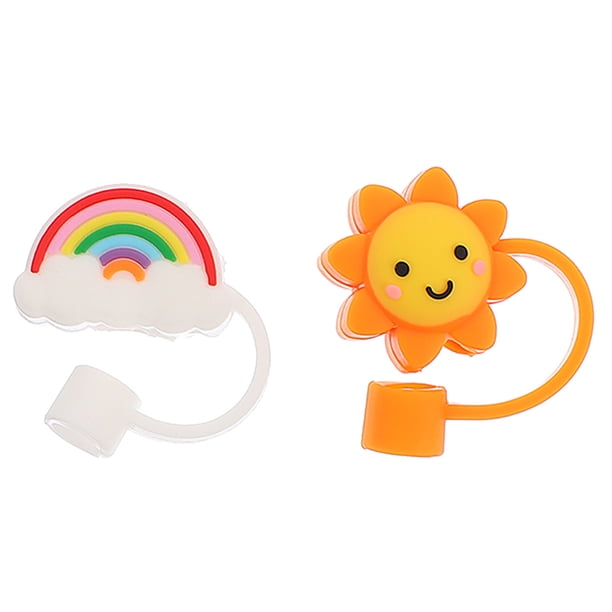 2 PCS Creative Silicone Straw Straw puntas de paja cubiertas protectores de paja de dibujos animados
